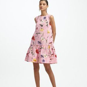 ^□$1,990 NEW 2021 OSCAR DE LA RENTA GORGEOUS PINK FLORAL DROP WAIST DRESS US 4